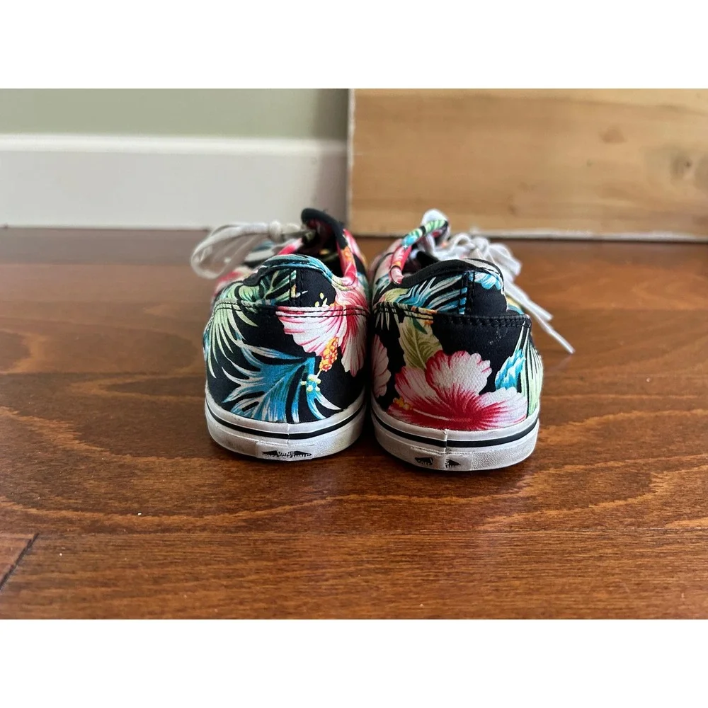 Vans Lo Pro Tropical‎ Hibiscus Floral Sneakers Black Pink Women 11 Low Top